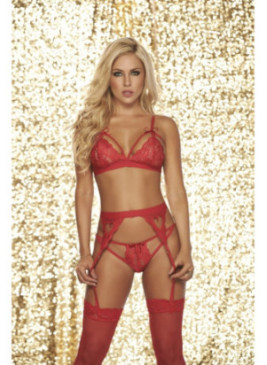 Ensemble Jarretière Trois Pièces Rouge 8221RD Volume 2